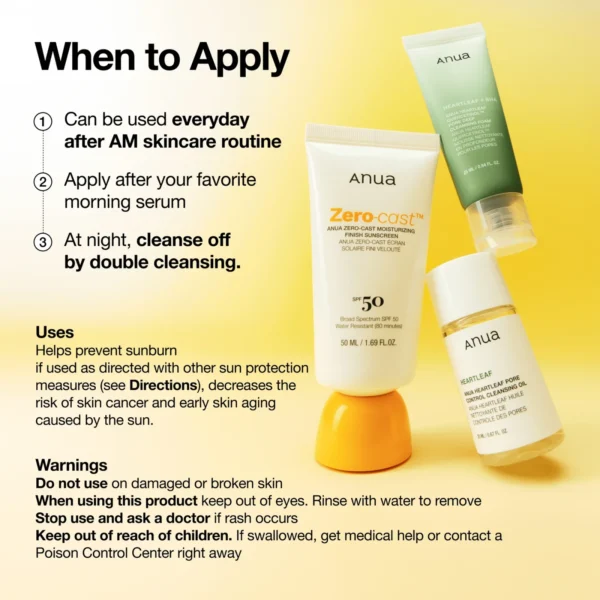 Anua Zero-Cast Moisturizing Finish Sunscreen 50ml