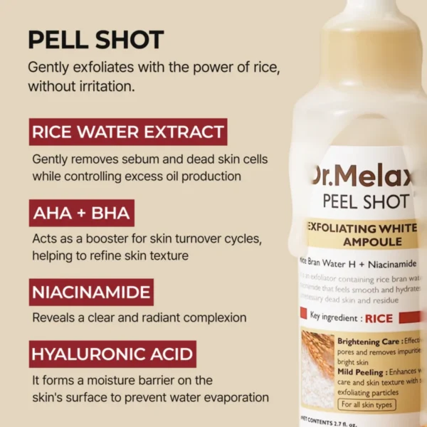 Dr. Melaxin Peel Shot Exfoliant White Rice Ampoule 80ml