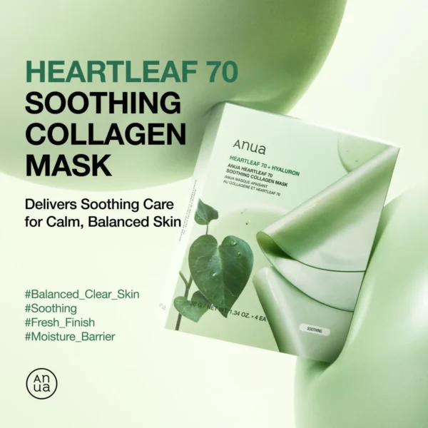 Anua Heartleaf 70 Soothing Collagen Mask 4 pcs