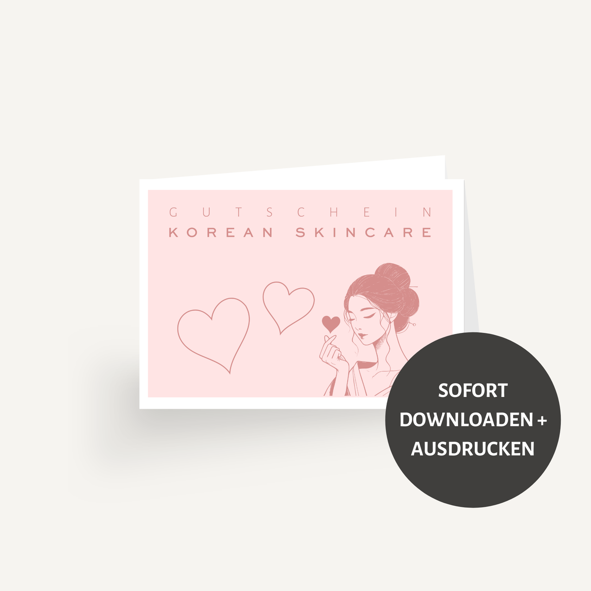 Pink K-Beauty gift voucher from Bloom & Shine to print out